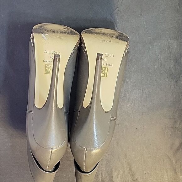 ALDO LEATHER STUDDED DETAILING ROUND TOE WOMEN"S HIGH HEEL STILETTOS ANKLE BOOTS - Picture 15 of 16